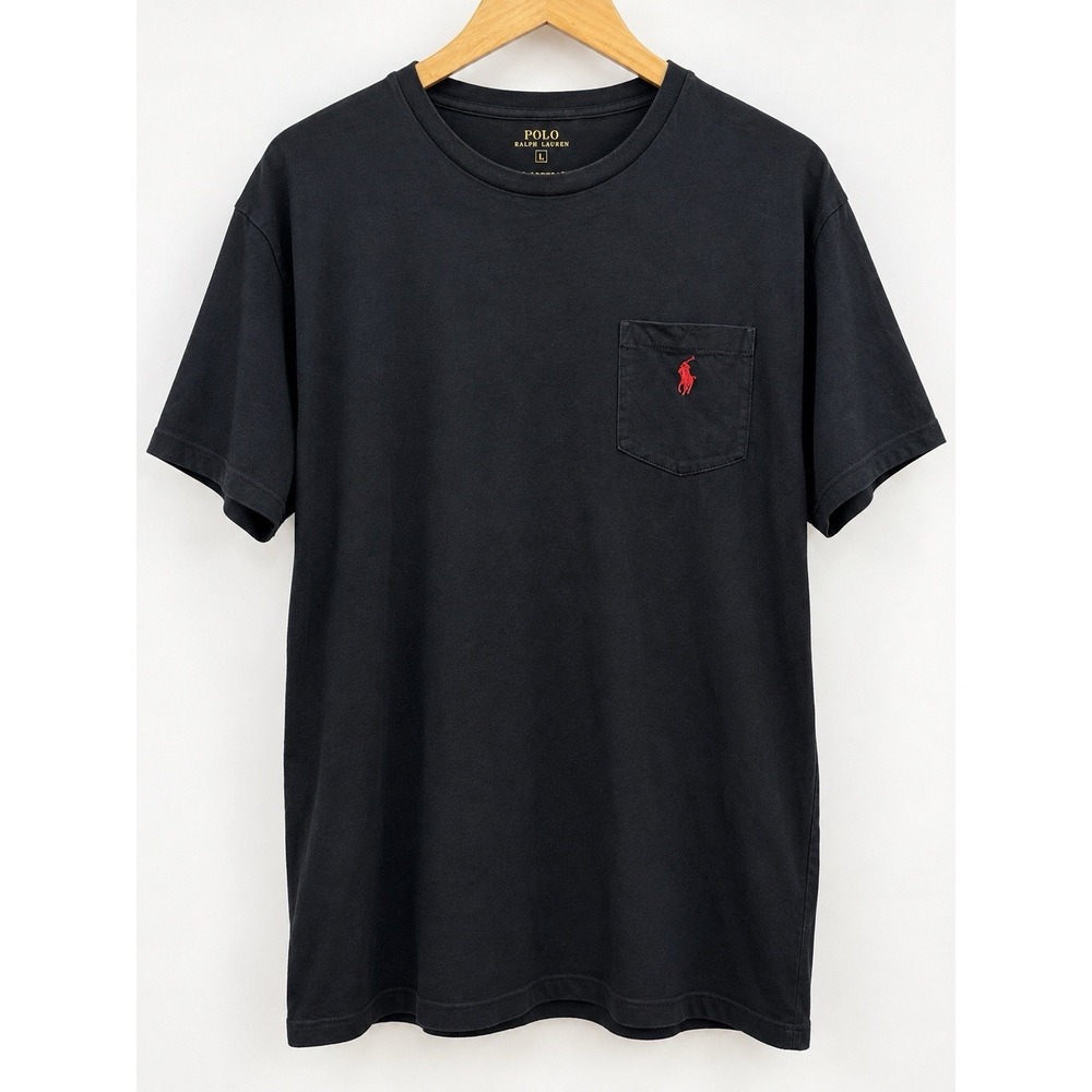 Polo Ralph Lauren Men's Black Pocket T-Shirt Red Pony Logo Size Large L